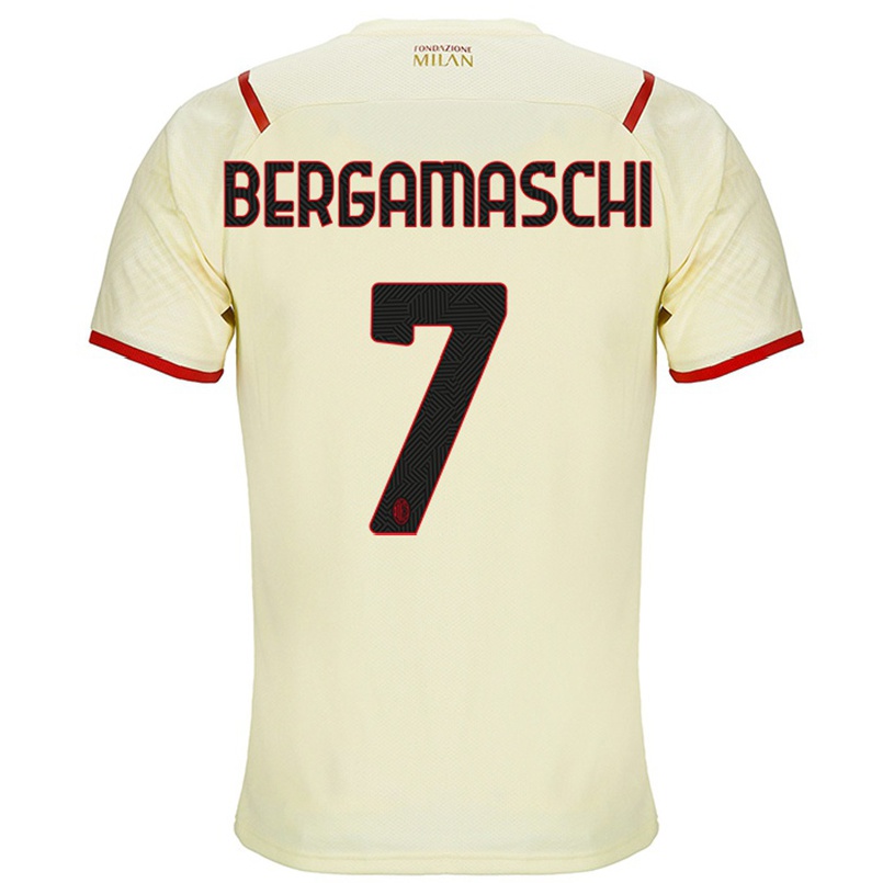 Niño Fútbol Camiseta Valentina Bergamaschi #7 Champaña 2ª Equipación 2021/22 Camisa Chile