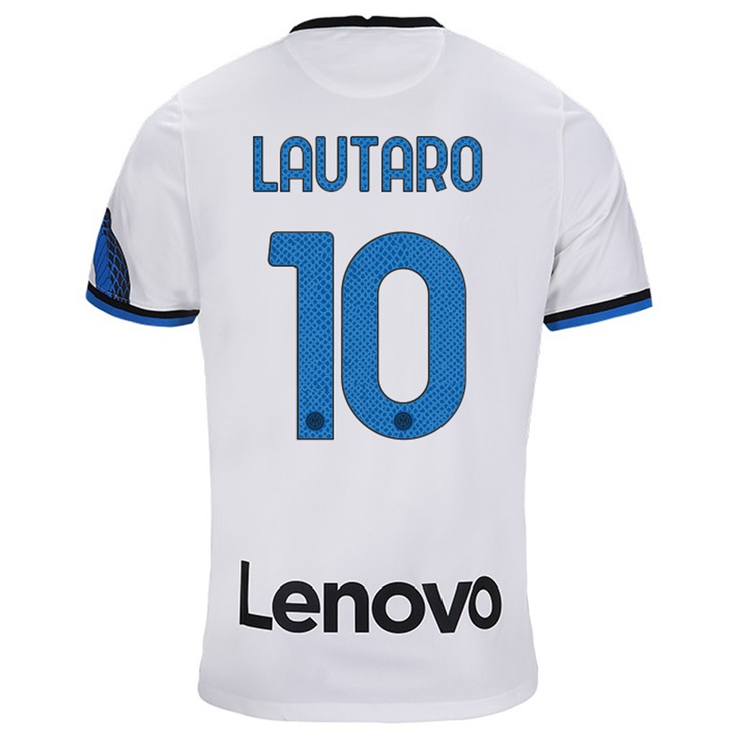 Niño Fútbol Camiseta Lautaro Martinez #10 Blanco Azul 2ª Equipación 2021/22 Camisa Chile