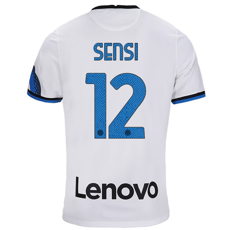 Niño Fútbol Camiseta Stefano Sensi #12 Blanco Azul 2ª Equipación 2021/22 Camisa Chile