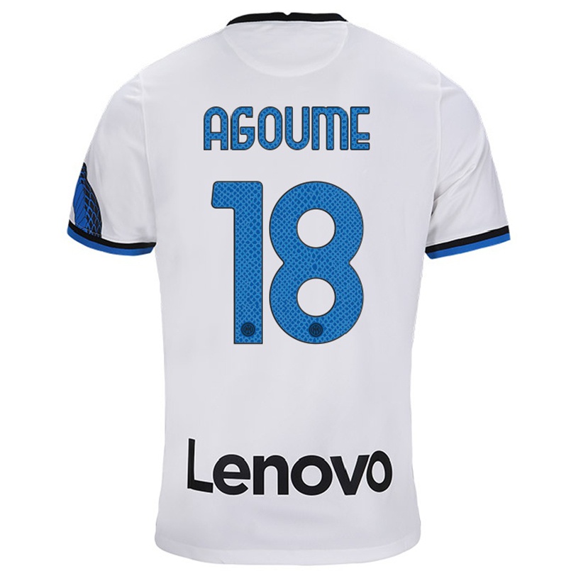Niño Fútbol Camiseta Lucien Agoume #18 Blanco Azul 2ª Equipación 2021/22 Camisa Chile