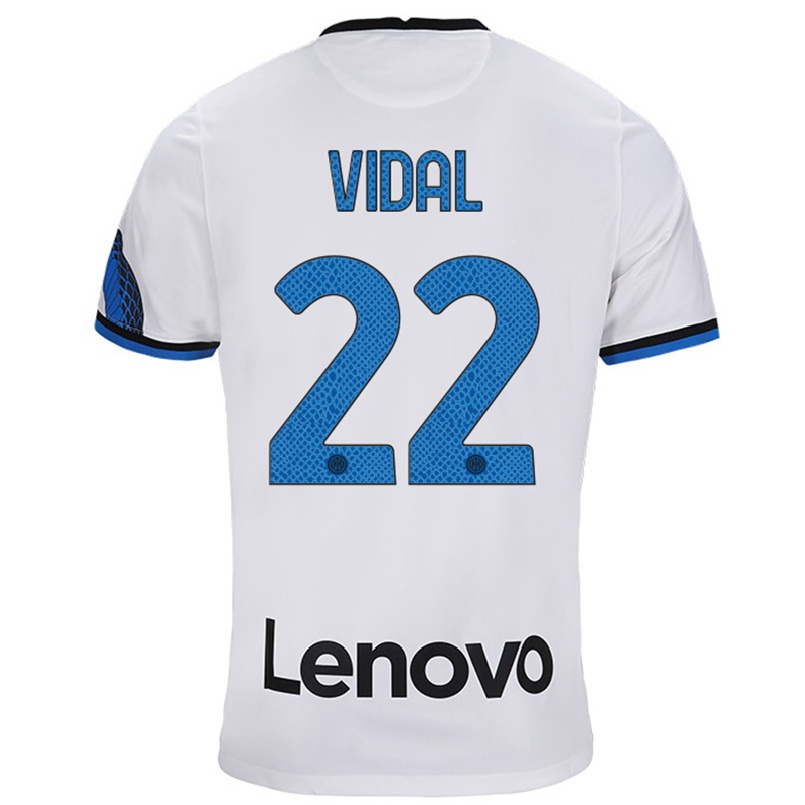 Niño Fútbol Camiseta Arturo Vidal #22 Blanco Azul 2ª Equipación 2021/22 Camisa Chile