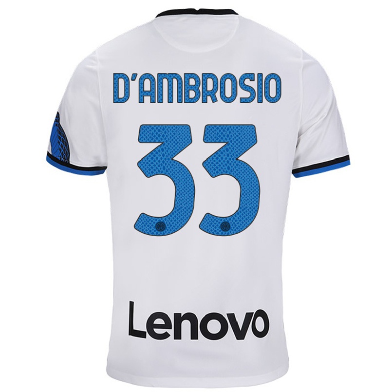 Niño Fútbol Camiseta Danilo D'ambrosio #33 Blanco Azul 2ª Equipación 2021/22 Camisa Chile
