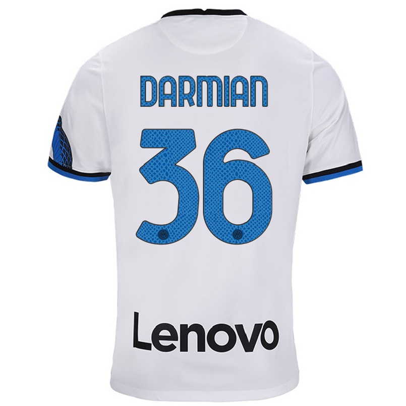Niño Fútbol Camiseta Matteo Darmian #36 Blanco Azul 2ª Equipación 2021/22 Camisa Chile