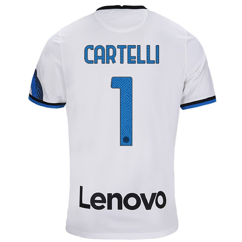 Niño Fútbol Camiseta Carlotta Cartelli #1 Blanco Azul 2ª Equipación 2021/22 Camisa Chile