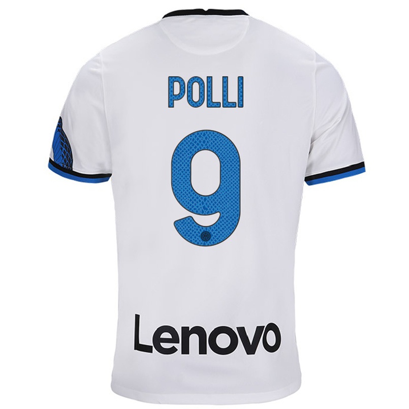 Niño Fútbol Camiseta Elisa Polli #9 Blanco Azul 2ª Equipación 2021/22 Camisa Chile
