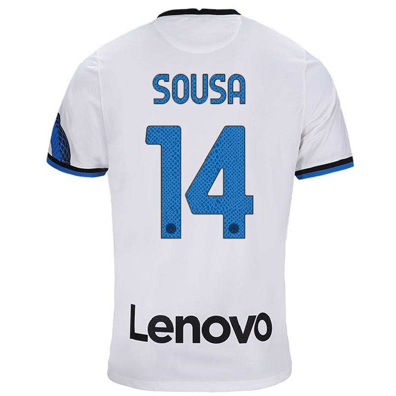 Niño Fútbol Camiseta Kathellen Sousa #14 Blanco Azul 2ª Equipación 2021/22 Camisa Chile