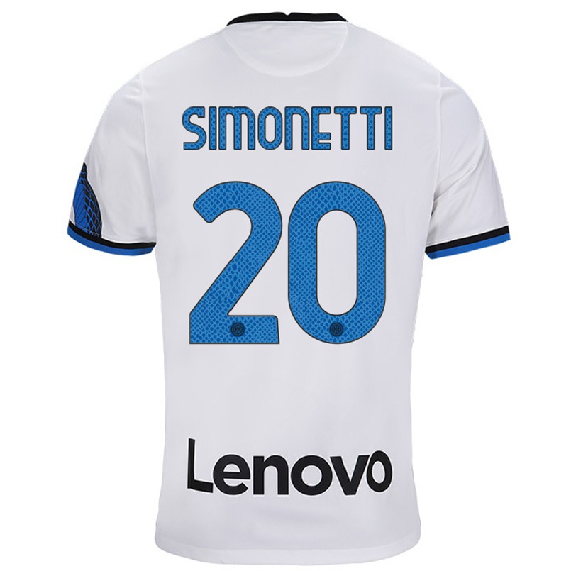 Niño Fútbol Camiseta Flaminia Simonetti #20 Blanco Azul 2ª Equipación 2021/22 Camisa Chile