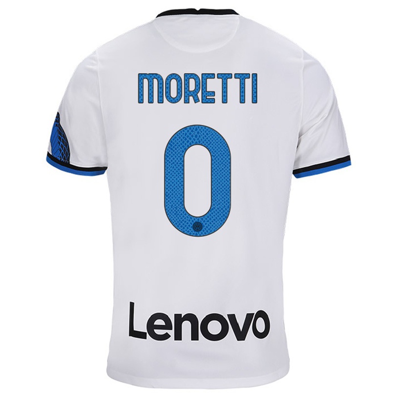 Niño Fútbol Camiseta Andrea Moretti #0 Blanco Azul 2ª Equipación 2021/22 Camisa Chile