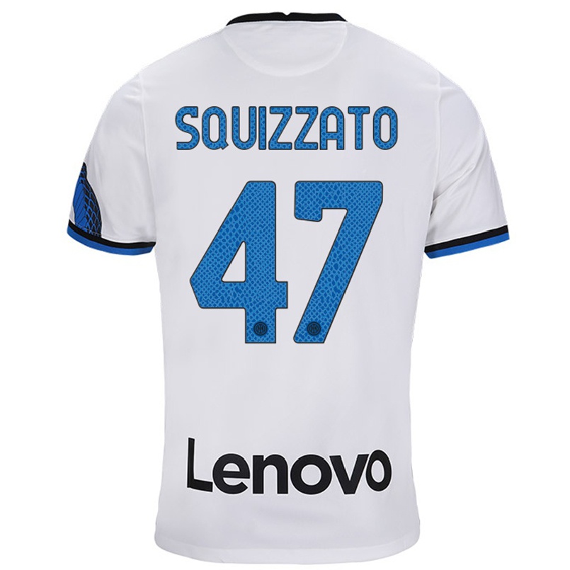 Niño Fútbol Camiseta Niccolo Squizzato #47 Blanco Azul 2ª Equipación 2021/22 Camisa Chile