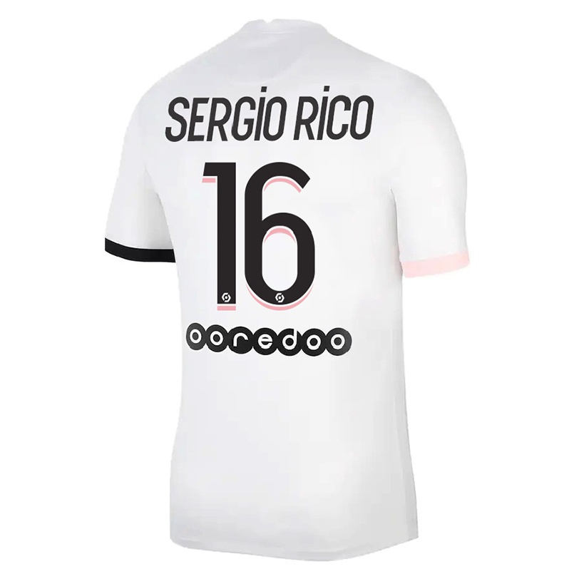 Niño Fútbol Camiseta Sergio Rico #16 Blanco Rosa 2ª Equipación 2021/22 Camisa Chile