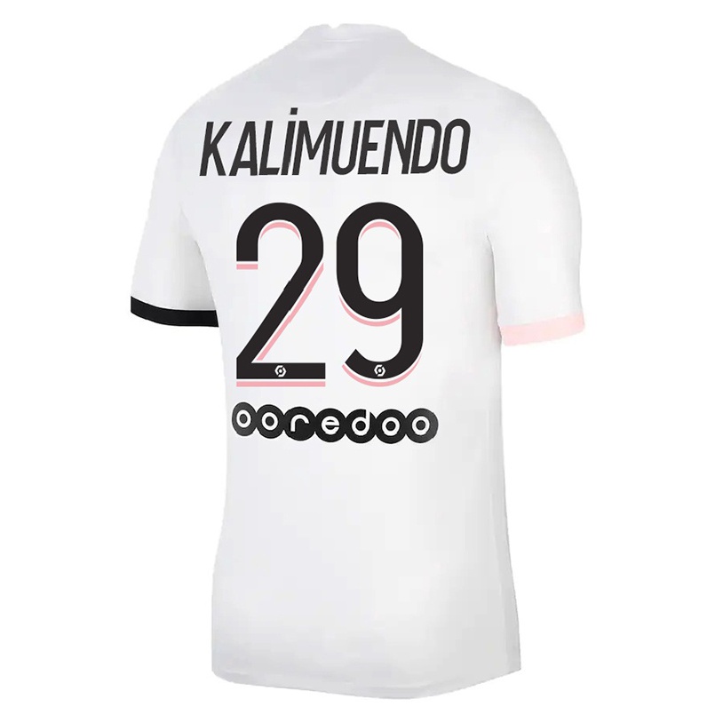 Niño Fútbol Camiseta Arnaud Kalimuendo #29 Blanco Rosa 2ª Equipación 2021/22 Camisa Chile