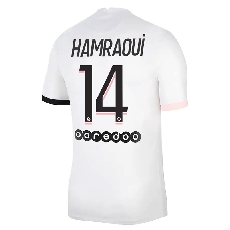Niño Fútbol Camiseta Kheira Hamraoui #14 Blanco Rosa 2ª Equipación 2021/22 Camisa Chile