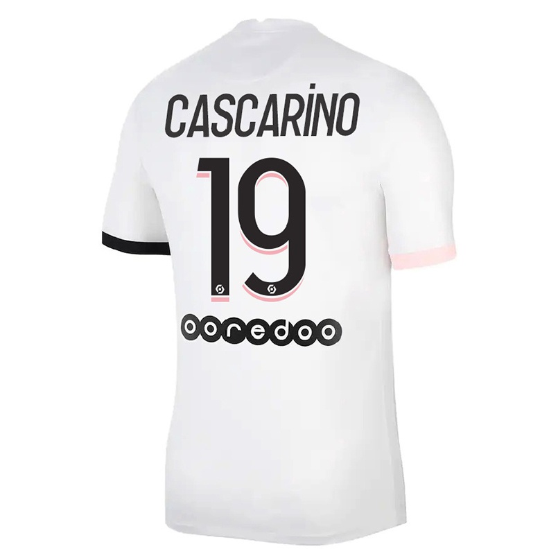 Niño Fútbol Camiseta Estelle Cascarino #19 Blanco Rosa 2ª Equipación 2021/22 Camisa Chile