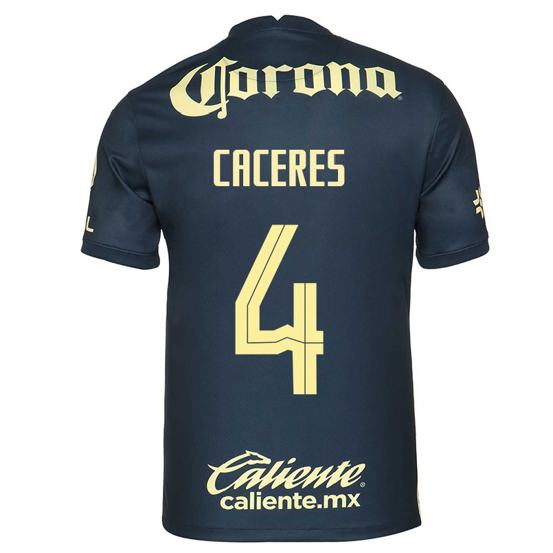 Niño Fútbol Camiseta Sebastian Caceres #4 Azul Marino 2ª Equipación 2021/22 Camisa Chile