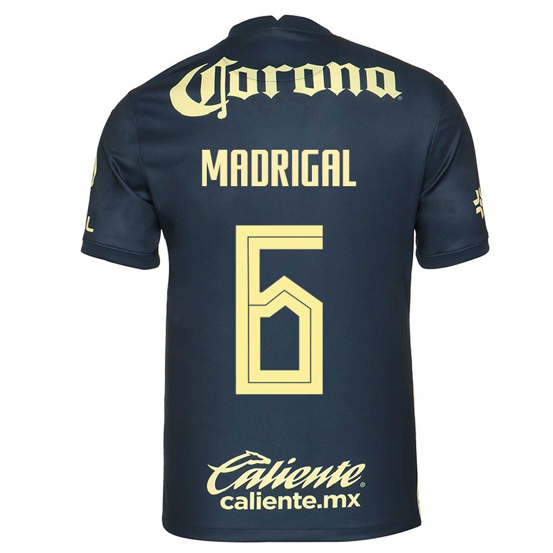 Niño Fútbol Camiseta Fernando Madrigal #6 Azul Marino 2ª Equipación 2021/22 Camisa Chile