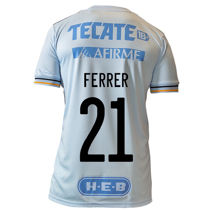 Niño Fútbol Camiseta Stefany Ferrer #21 Azul Claro 2ª Equipación 2021/22 Camisa Chile