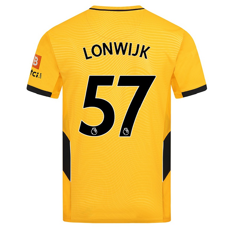 Niño Fútbol Camiseta Nigel Lonwijk #57 Amarillo 1ª Equipación 2021/22 Camisa Chile