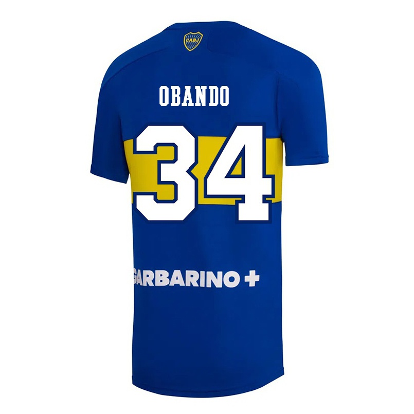 Niño Fútbol Camiseta Agustin Obando #34 Azul Real 1ª Equipación 2021/22 La Camisa Chile