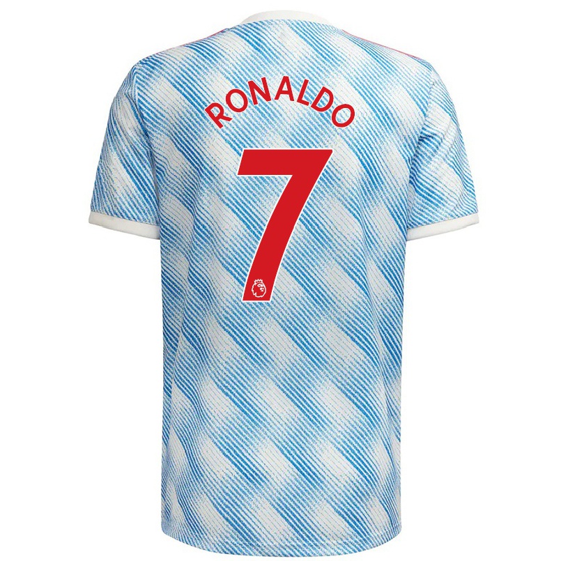 Niño Fútbol Camiseta Cristiano Ronaldo #7 Azul Blanco 2ª Equipación 2021/22 La Camisa Chile