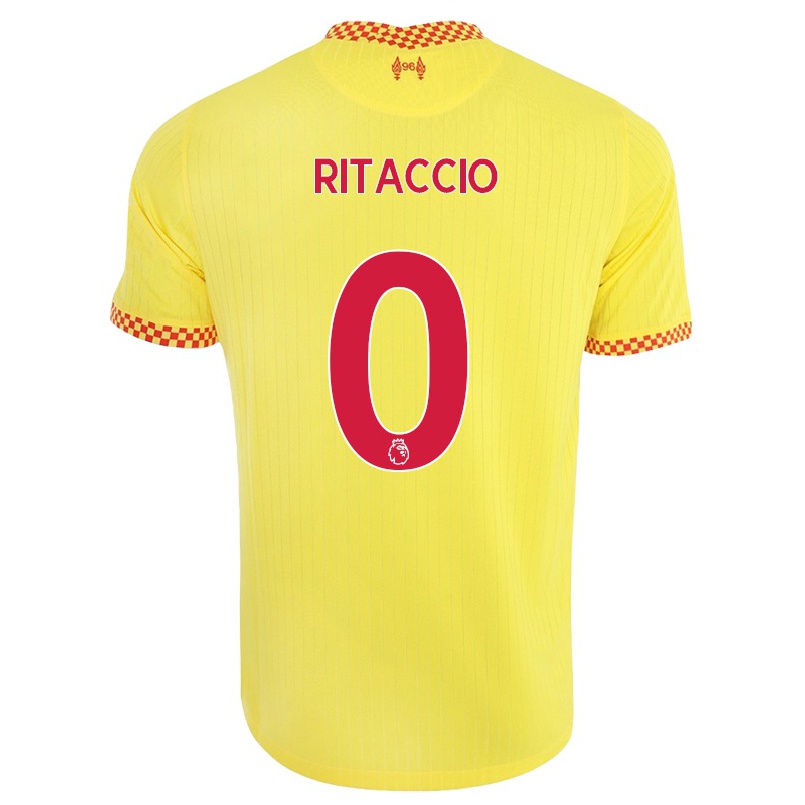 Niño Fútbol Camiseta Matteo Ritaccio #0 Amarillo 3ª Equipación 2021/22 La Camisa Chile