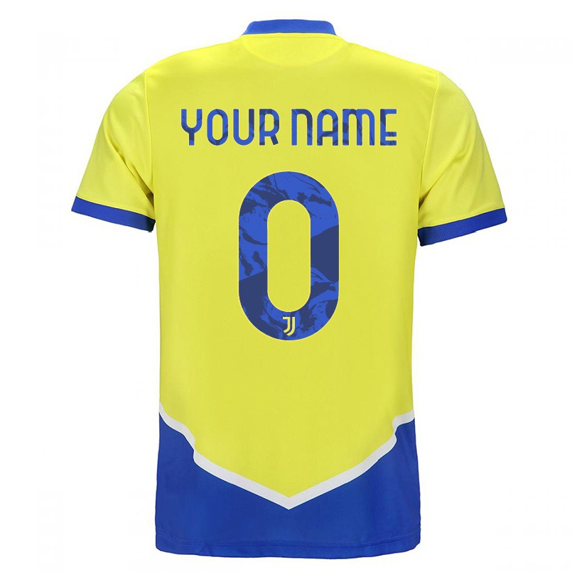 Niño Fútbol Camiseta Tu Nombre #0 Azul Amarillo 3ª Equipación 2021/22 La Camisa Chile