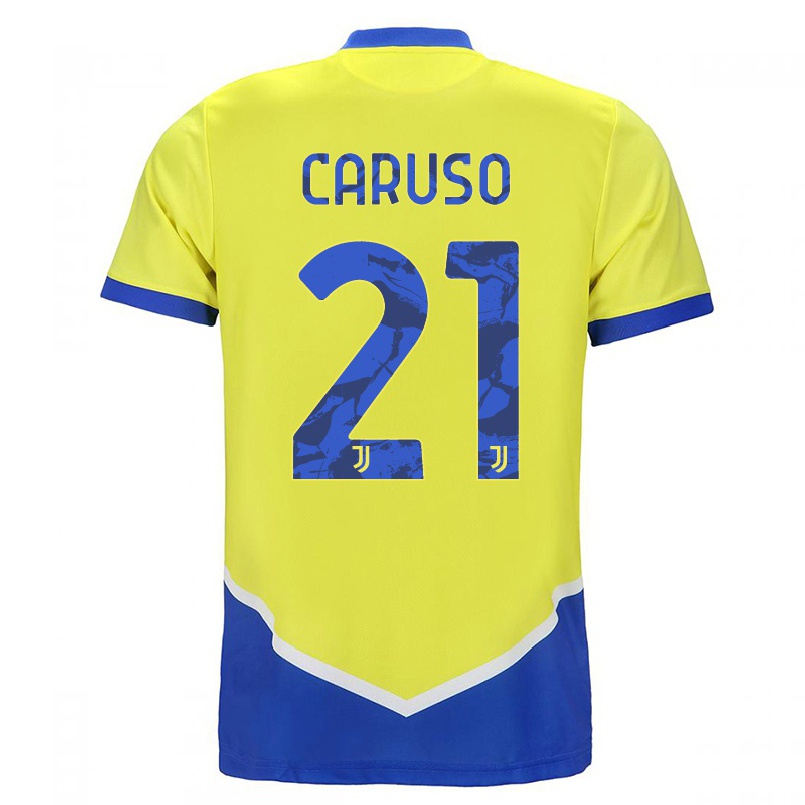 Niño Fútbol Camiseta Arianna Caruso #21 Azul Amarillo 3ª Equipación 2021/22 La Camisa Chile