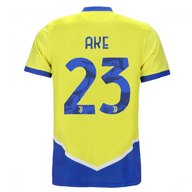 Niño Fútbol Camiseta Marley Ake #23 Azul Amarillo 3ª Equipación 2021/22 La Camisa Chile