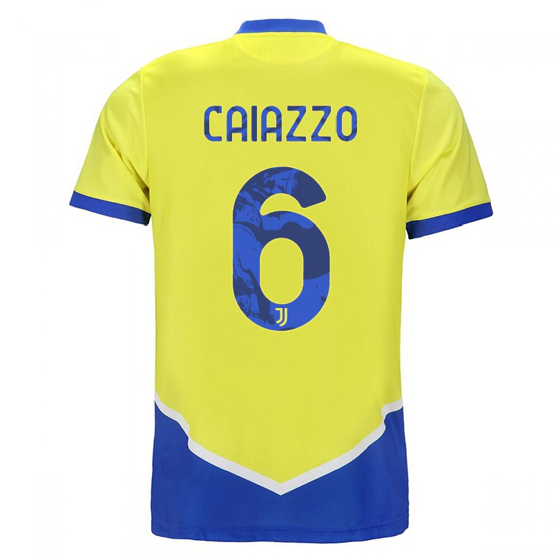 Niño Fútbol Camiseta Sara Caiazzo #6 Azul Amarillo 3ª Equipación 2021/22 La Camisa Chile
