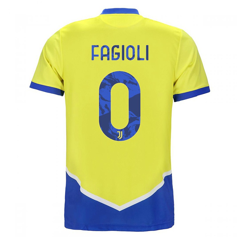 Niño Fútbol Camiseta Nicolo Fagioli #0 Azul Amarillo 3ª Equipación 2021/22 La Camisa Chile