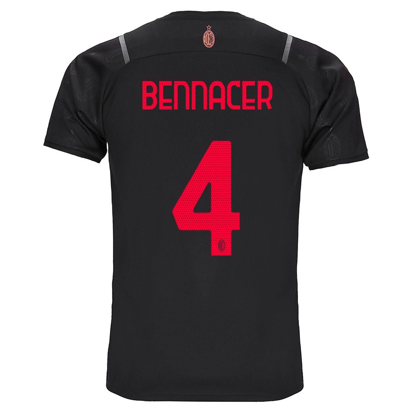 Niño Fútbol Camiseta Ismael Bennacer #4 Negro 3ª Equipación 2021/22 La Camisa Chile