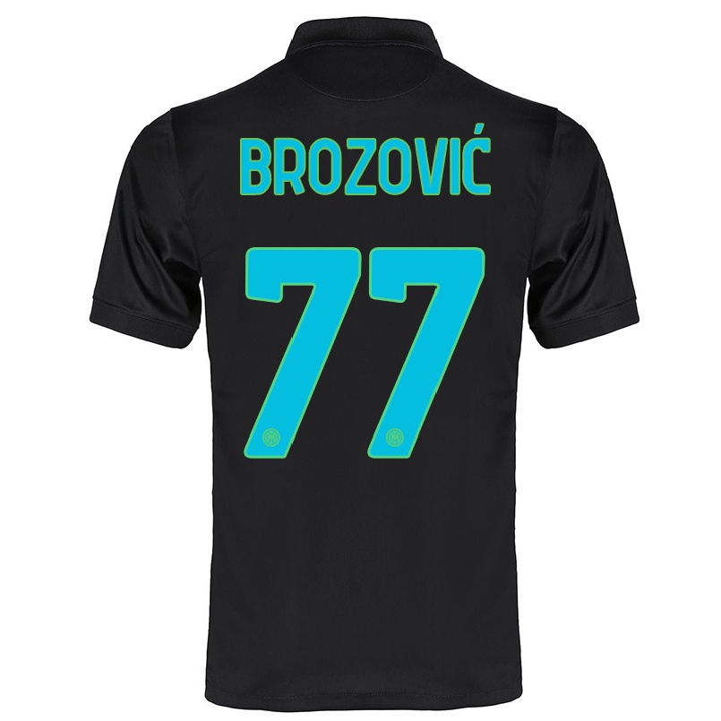 Niño Fútbol Camiseta Marcelo Brozovic #77 Negro 3ª Equipación 2021/22 La Camisa Chile