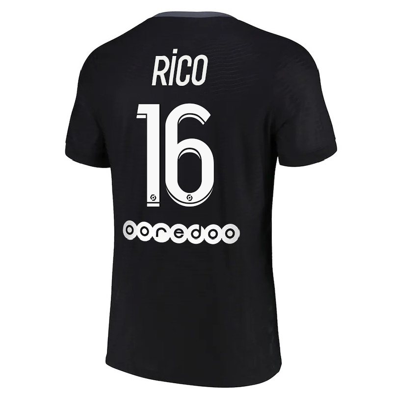 Niño Fútbol Camiseta Sergio Rico #16 Negro 3ª Equipación 2021/22 La Camisa Chile