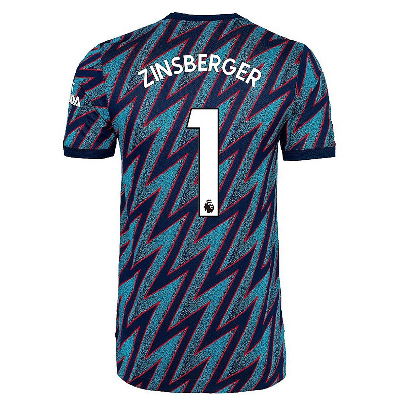 Niño Fútbol Camiseta Manuela Zinsberger #1 Azul Negro 3ª Equipación 2021/22 La Camisa Chile