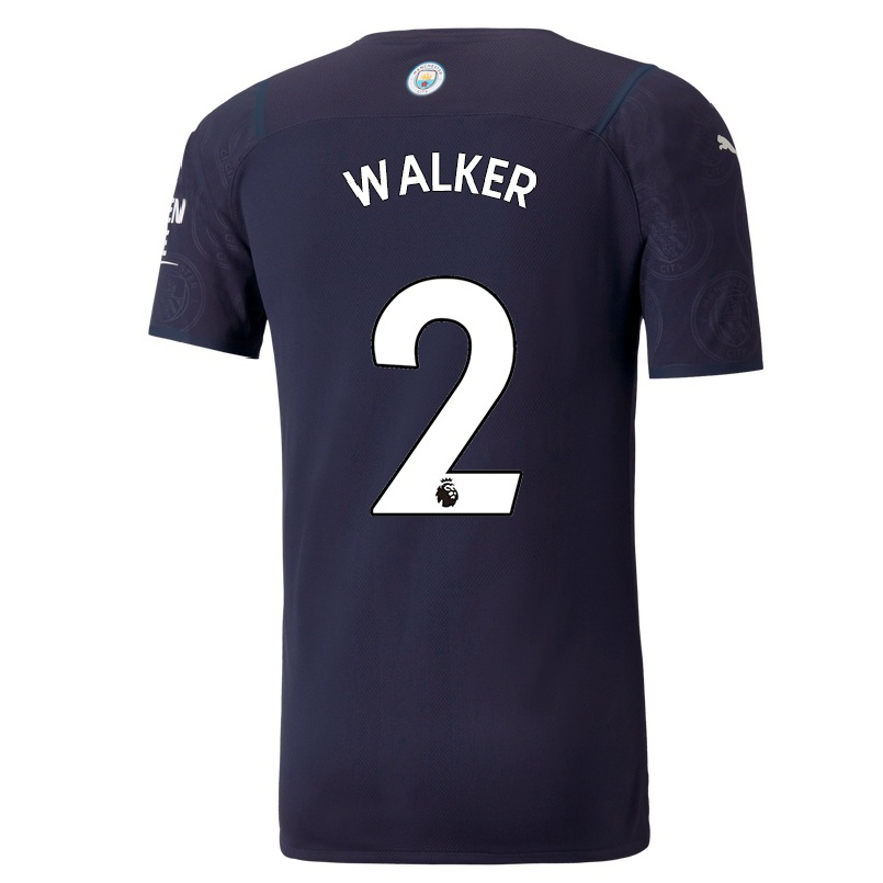 Niño Fútbol Camiseta Kyle Walker #2 Azul Oscuro 3ª Equipación 2021/22 La Camisa Chile