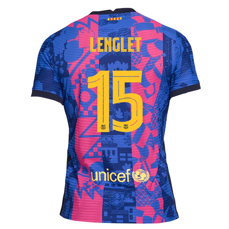 Niño Fútbol Camiseta Clement Lenglet #15 Rosa Azul 3ª Equipación 2021/22 La Camisa Chile