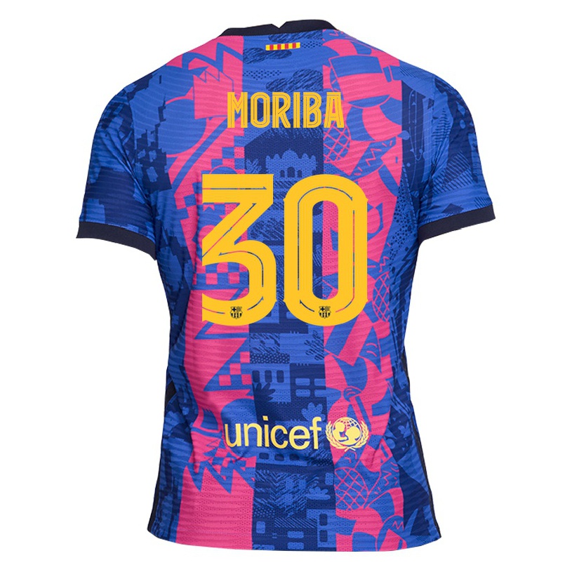Niño Fútbol Camiseta Ilaix Moriba #30 Rosa Azul 3ª Equipación 2021/22 La Camisa Chile