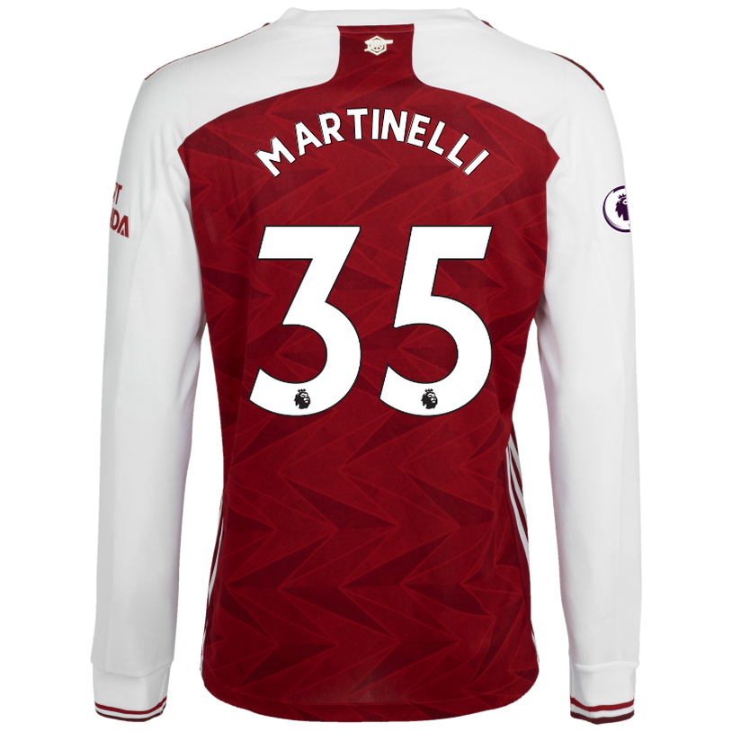 Niño Fútbol Camiseta Gabriel Martinelli #35 1ª Equipación Blanco Roja 2020/21 La Camisa Chile