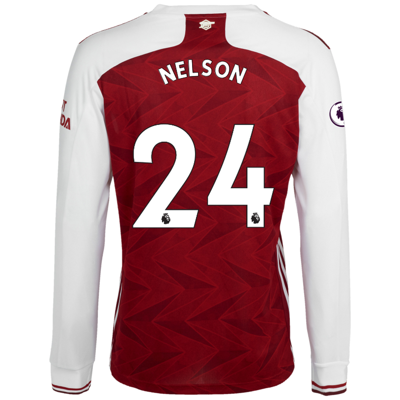 Niño Fútbol Camiseta Reiss Nelson #24 1ª Equipación Blanco Roja 2020/21 La Camisa Chile