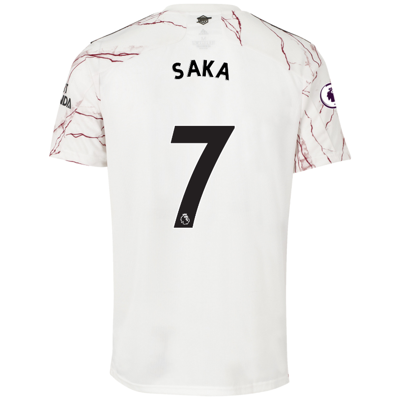 Niño Fútbol Camiseta Bukayo Saka #7 2ª Equipación Blanco 2020/21 La Camisa Chile