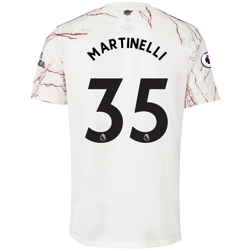 Niño Fútbol Camiseta Gabriel Martinelli #35 2ª Equipación Blanco 2020/21 La Camisa Chile