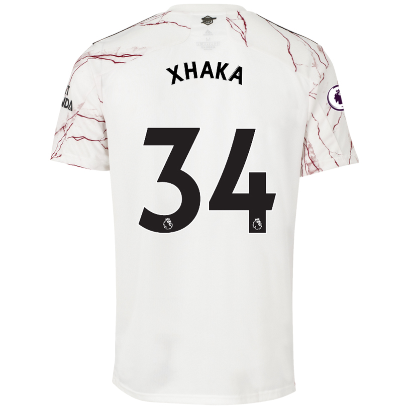 Niño Fútbol Camiseta Granit Xhaka #34 2ª Equipación Blanco 2020/21 La Camisa Chile