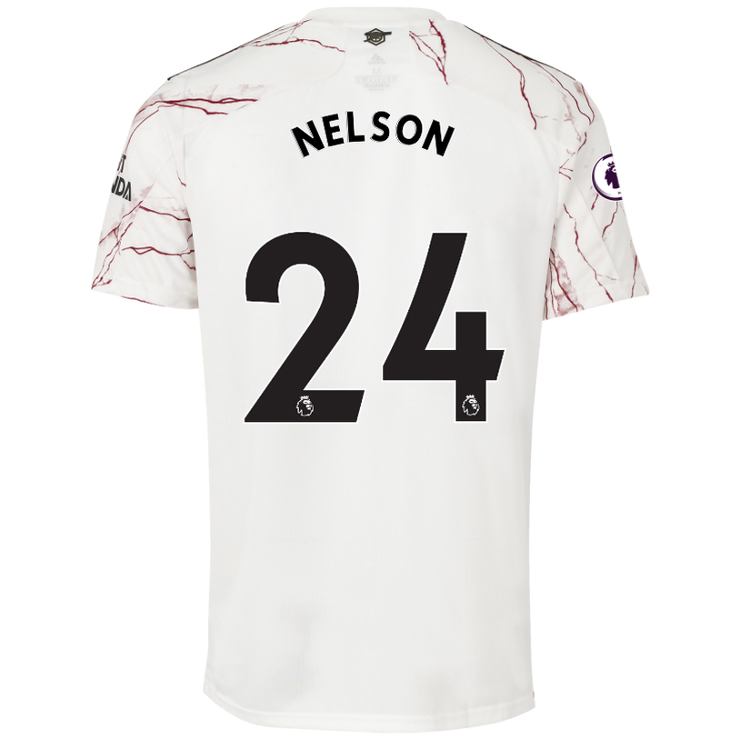 Niño Fútbol Camiseta Reiss Nelson #24 2ª Equipación Blanco 2020/21 La Camisa Chile