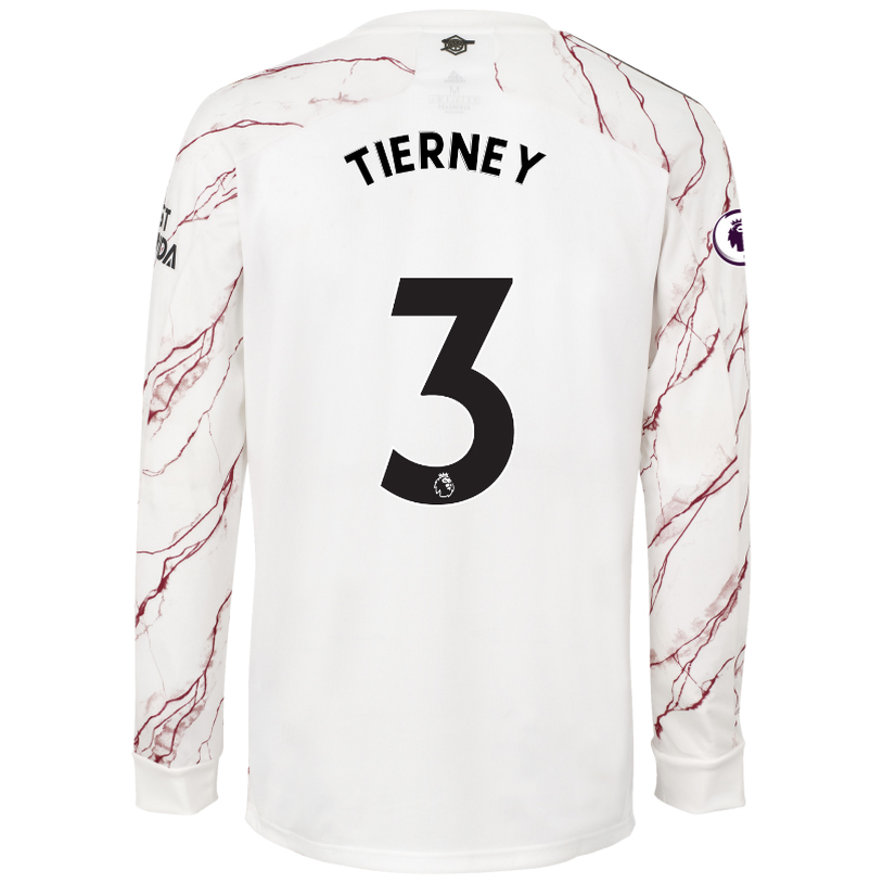 Niño Fútbol Camiseta Kieran Tierney #3 2ª Equipación Blanco 2020/21 La Camisa Chile