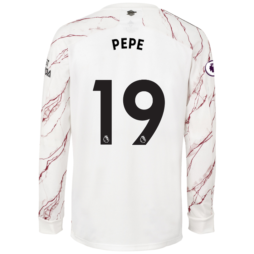 Niño Fútbol Camiseta Nicolas Pepe #19 2ª Equipación Blanco 2020/21 La Camisa Chile