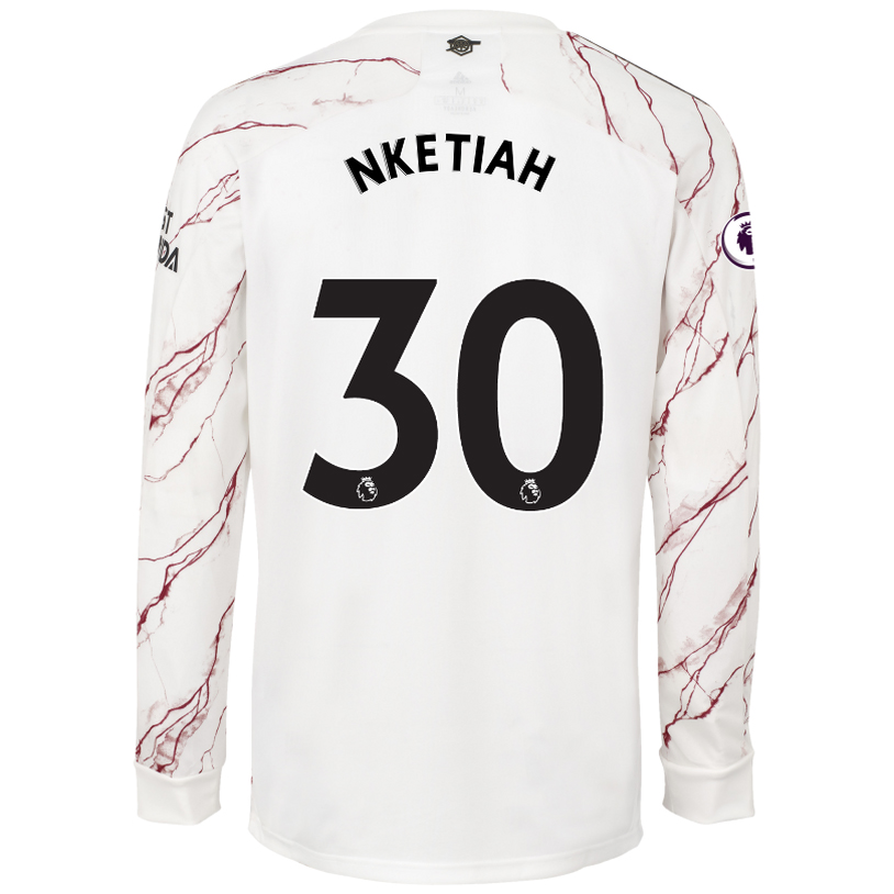 Niño Fútbol Camiseta Eddie Nketiah #30 2ª Equipación Blanco 2020/21 La Camisa Chile