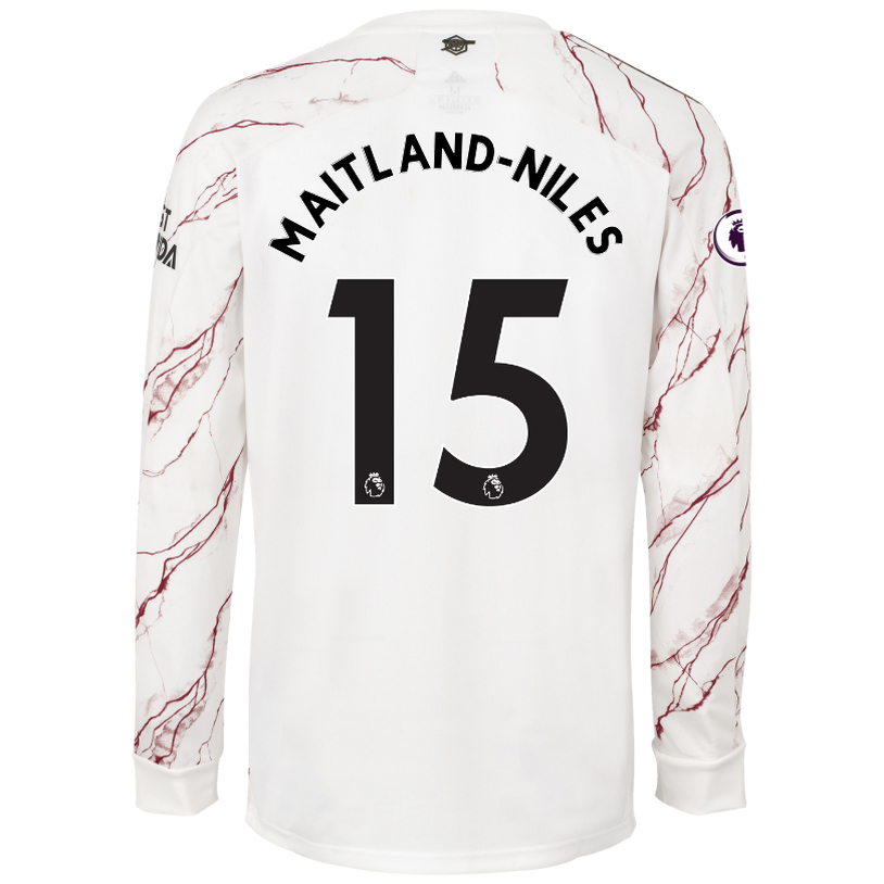 Niño Fútbol Camiseta Ainsley Maitland-Niles #15 2ª Equipación Blanco 2020/21 La Camisa Chile