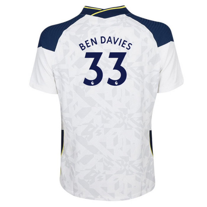 Niño Fútbol Camiseta Ben Davies #33 1ª Equipación Blanco 2020/21 La Camisa Chile