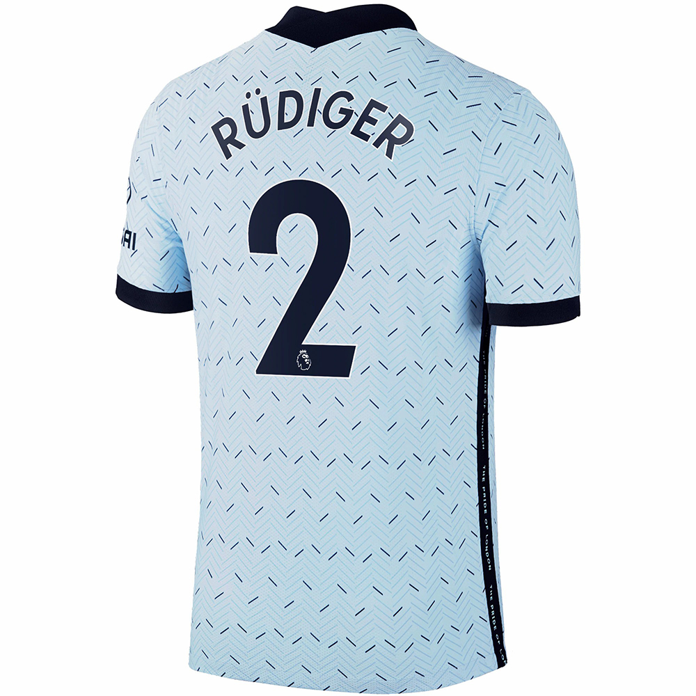 Niño Fútbol Camiseta Antonio Rudiger #2 2ª Equipación Azul Claro 2020/21 La Camisa Chile
