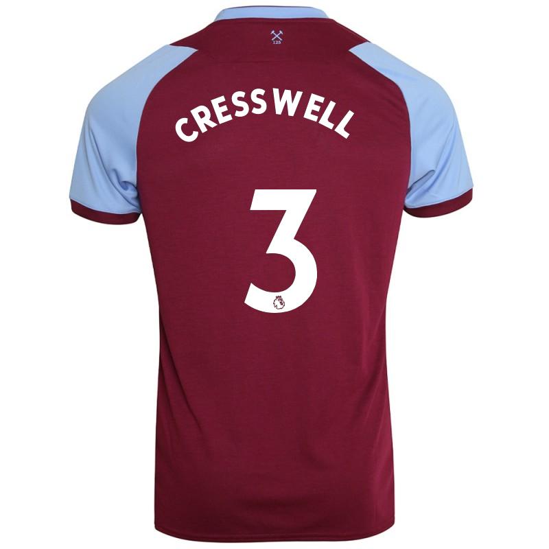 Niño Fútbol Camiseta Aaron Cresswell #3 1ª Equipación Borgoña 2020/21 La Camisa Chile