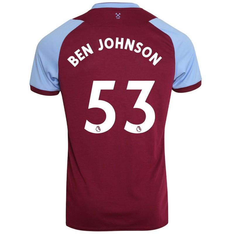 Niño Fútbol Camiseta Ben Johnson #53 1ª Equipación Borgoña 2020/21 La Camisa Chile